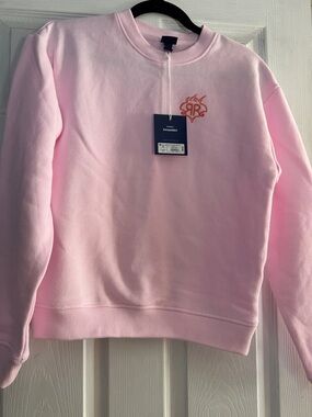 Roller rabbit x target Women’s Pink Crewneck Sweatshirt with Embroidered Logo